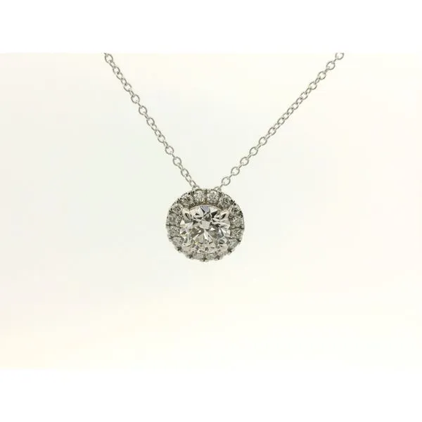14K White Gold Lab Grown Diamond Halo Necklace Jaymark Jewelers Cold Spring, NY
