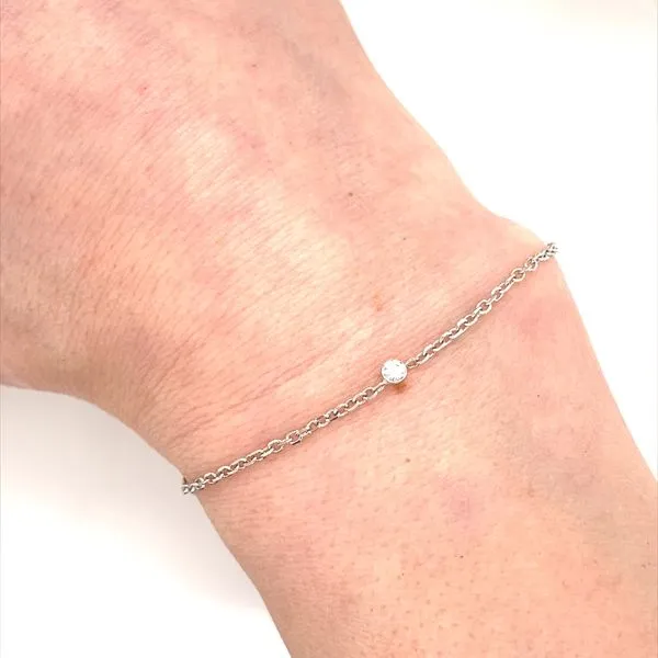 14K White Gold Diamond Bezel Station Bracelet Image 2 Jaymark Jewelers Cold Spring, NY