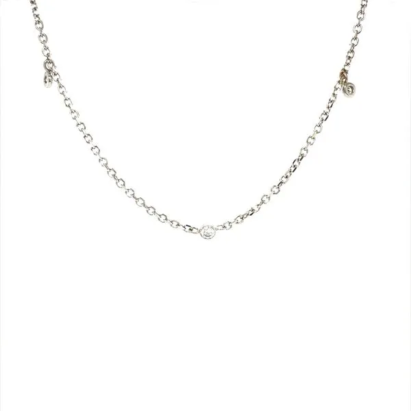 14K White Gold Diamond Bezel Station Bracelet Jaymark Jewelers Cold Spring, NY