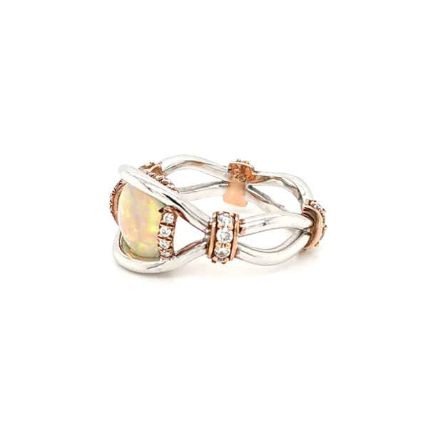 14k White & Rose Gold Crystal Opal & Diamond Ring Image 2 Jaymark Jewelers Cold Spring, NY