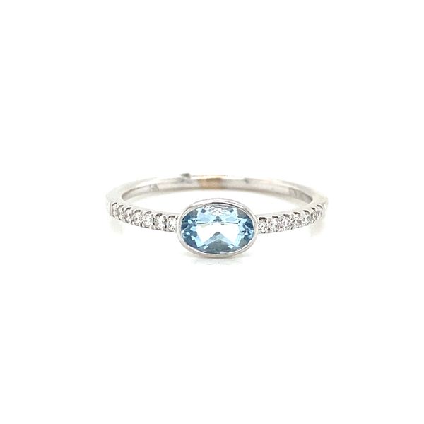 14K White Gold Oval Aquamarine and Diamond Ring Jaymark Jewelers Cold Spring, NY