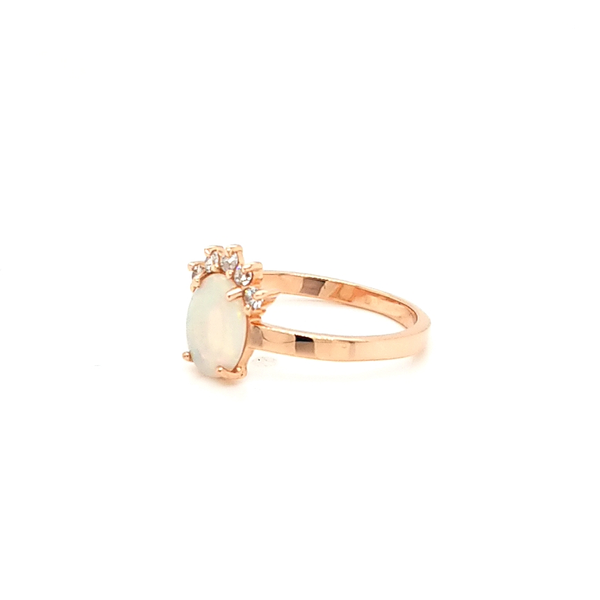 14K Rose Gold Opal and Diamond Ring Image 2 Jaymark Jewelers Cold Spring, NY