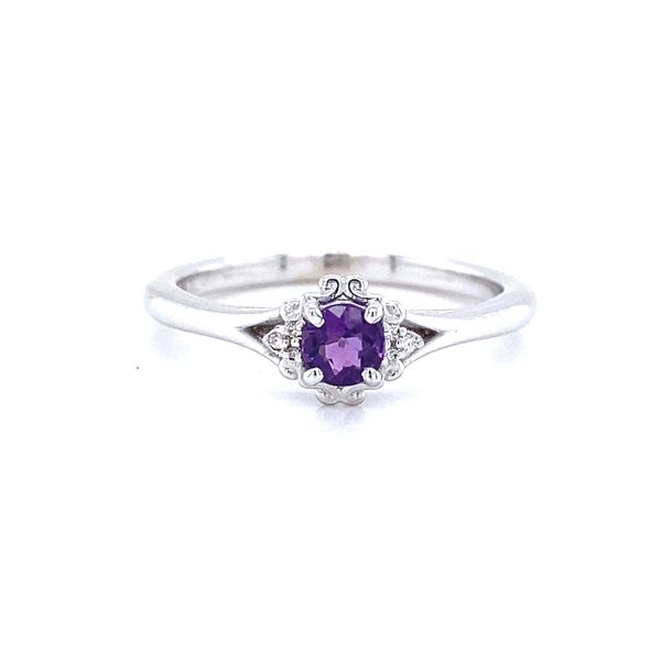 14K White Gold Amethyst and Diamond Half Halo Ring Jaymark Jewelers Cold Spring, NY