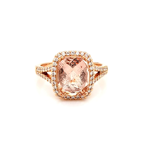 14k Rose Gold Morganite & Diamond Ring Jaymark Jewelers Cold Spring, NY