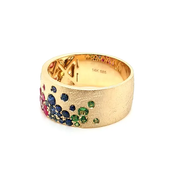 14K Yellow Gold Sapphire and Tsavorite Rainbow Ring Image 3 Jaymark Jewelers Cold Spring, NY