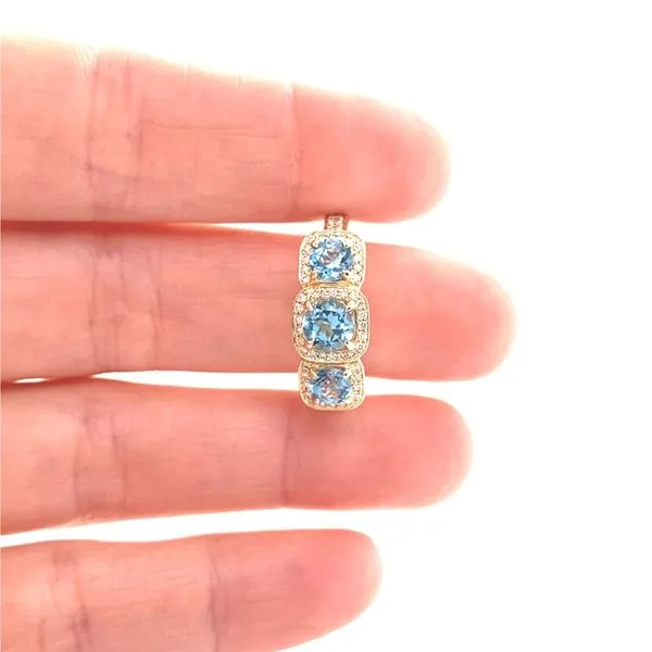 14K Yellow Gold Blue Topaz and Diamond Ring Image 3 Jaymark Jewelers Cold Spring, NY