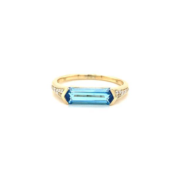 14K Yellow Gold Blue Topaz and Diamond Ring Jaymark Jewelers Cold Spring, NY
