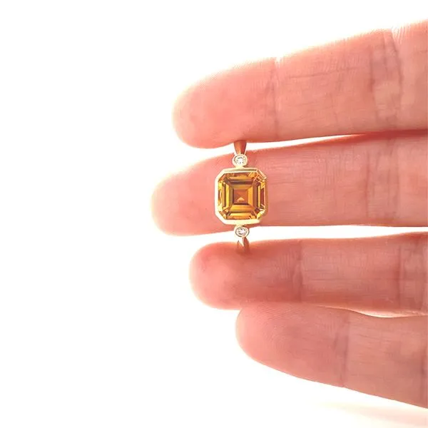 14K Yellow Gold Citrine and Diamond Ring Image 2 Jaymark Jewelers Cold Spring, NY