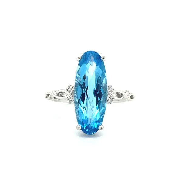 14K White Gold Blue Topaz and Diamond Ring Jaymark Jewelers Cold Spring, NY