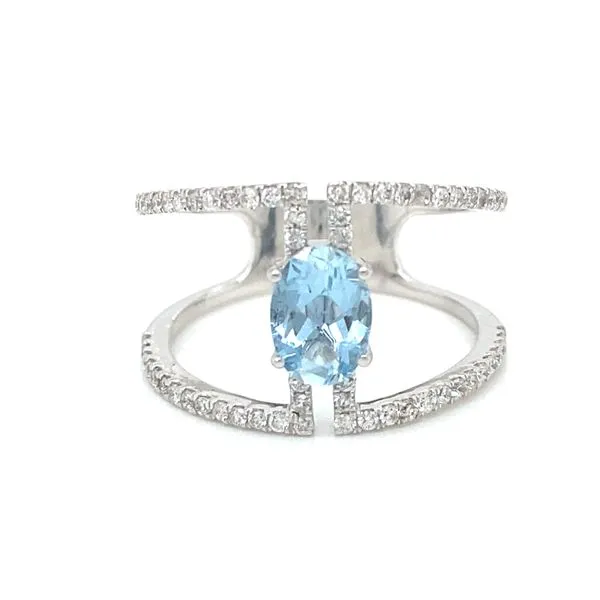 14K White Gold Aquamarine and Diamond Ring Jaymark Jewelers Cold Spring, NY