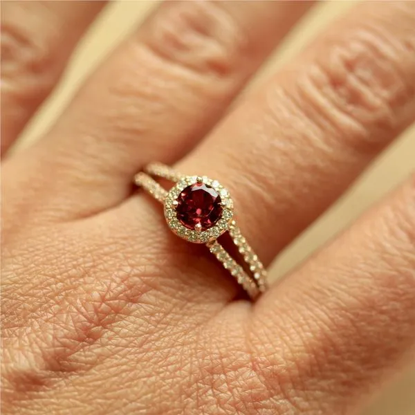 14K Rose Gold Rhodolite Garnet and Diamond Ring Image 4 Jaymark Jewelers Cold Spring, NY