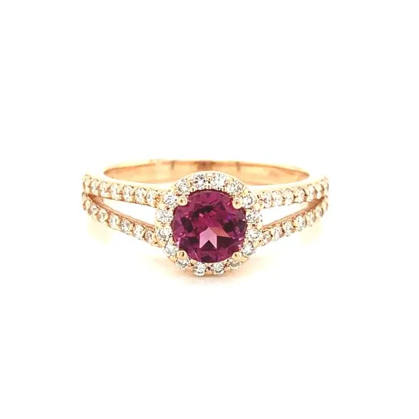 14K Rose Gold Rhodolite Garnet and Diamond Ring Jaymark Jewelers Cold Spring, NY