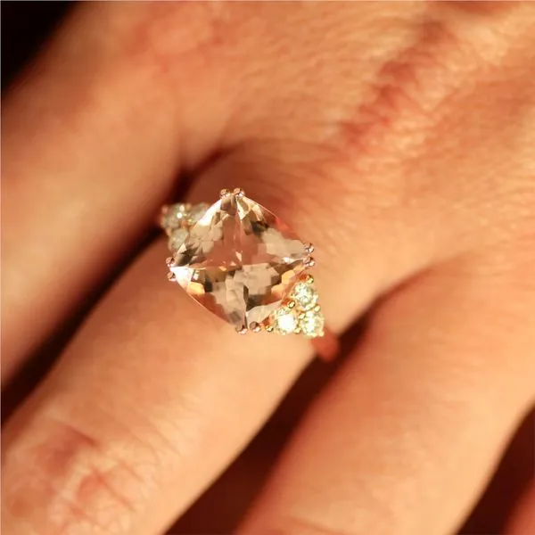 14K Rose Gold Morganite and Diamond Ring Image 4 Jaymark Jewelers Cold Spring, NY