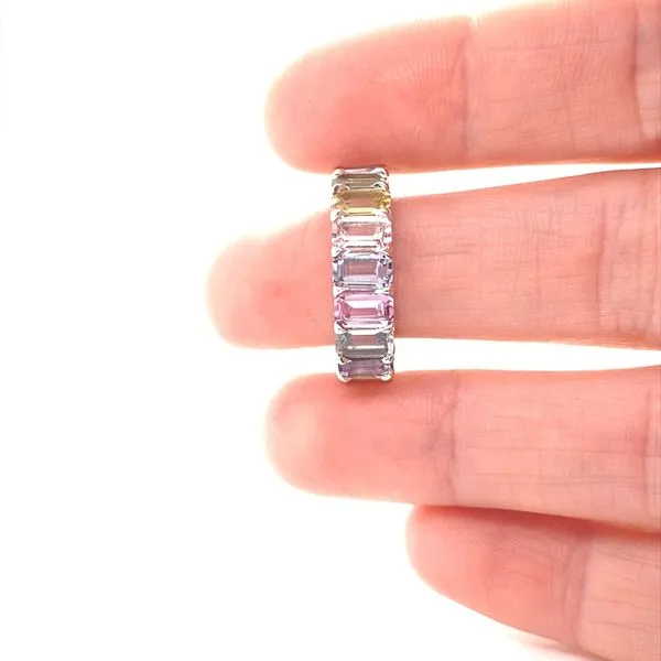 14K White Gold Rainbow Sapphire Eternity Band Image 2 Jaymark Jewelers Cold Spring, NY