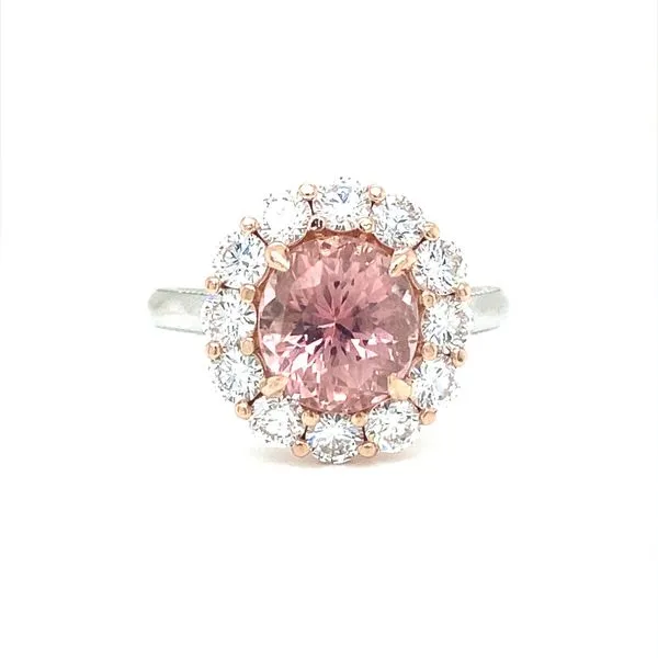 14K Rose and White Gold Peach Tourmaline and Diamond Ring Jaymark Jewelers Cold Spring, NY