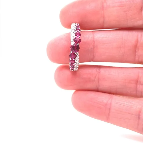14K White Gold Graduated Ruby and Diamond Ring Image 2 Jaymark Jewelers Cold Spring, NY