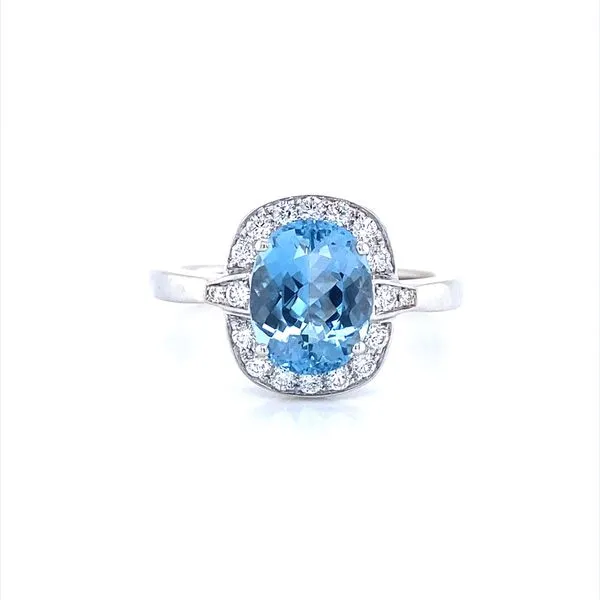 18K White Gold Oval Aquamarine and Diamond Ring Jaymark Jewelers Cold Spring, NY