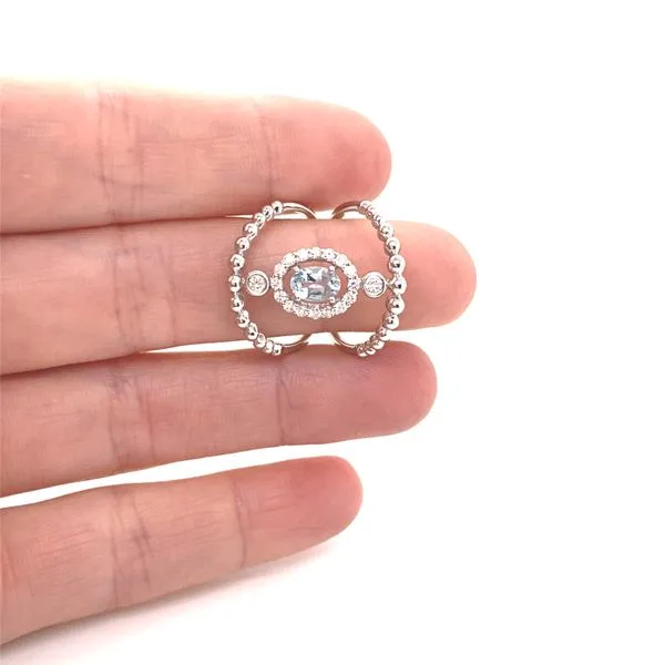 14K White Gold Aquamarine and Diamond Ring Image 2 Jaymark Jewelers Cold Spring, NY
