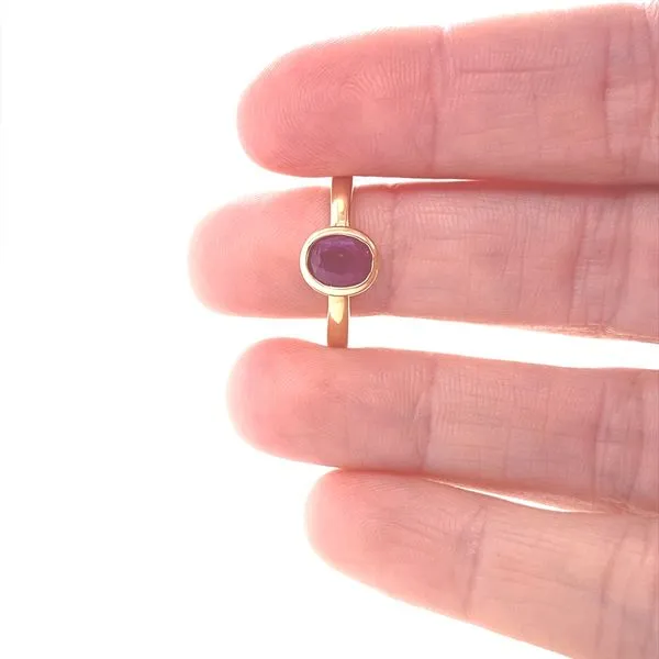 18K Yellow Gold Bezel Oval Ruby Ring Image 3 Jaymark Jewelers Cold Spring, NY