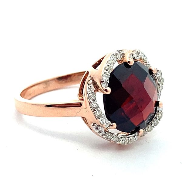 14K Rose Gold Garnet and Diamond Ring Image 2 Jaymark Jewelers Cold Spring, NY