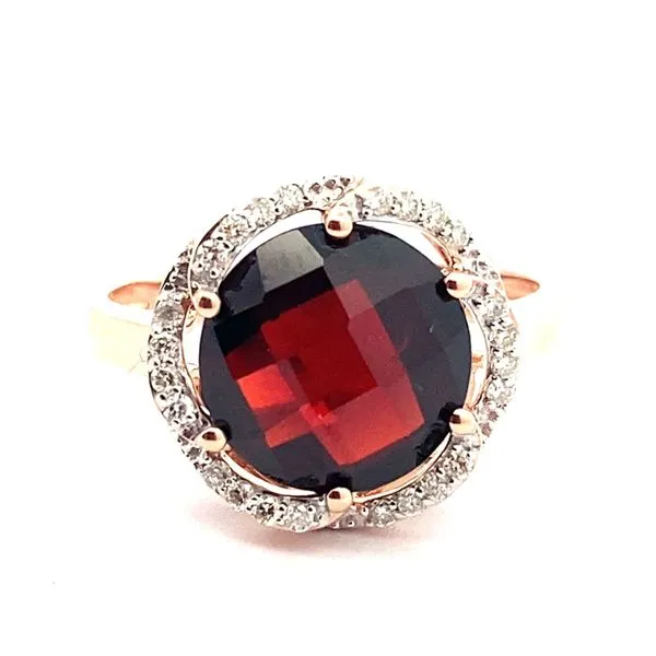 14K Rose Gold Garnet and Diamond Ring Jaymark Jewelers Cold Spring, NY