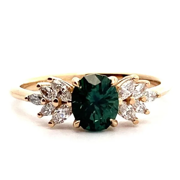 14K Yellow Gold Montana Sapphire and Diamond Ring Jaymark Jewelers Cold Spring, NY