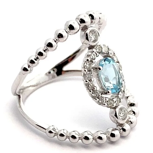 14K White Gold Aquamarine and Diamond Ring Image 2 Jaymark Jewelers Cold Spring, NY