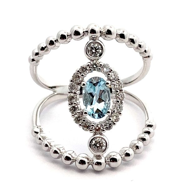 14K White Gold Aquamarine and Diamond Ring Jaymark Jewelers Cold Spring, NY