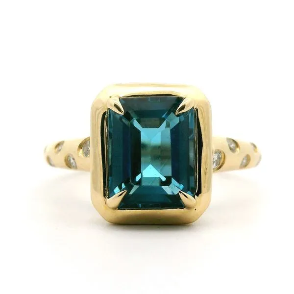 14K Yellow Gold London Blue Topaz and Diamond Ring Jaymark Jewelers Cold Spring, NY