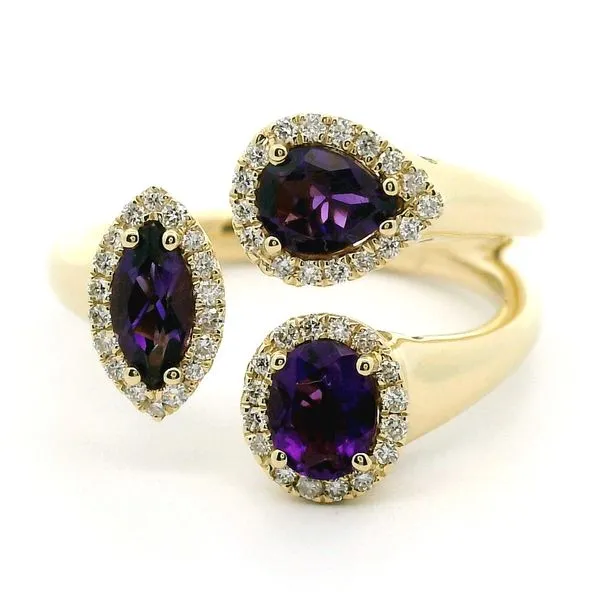 14K Yellow Gold Amethyst and Diamond Ring Jaymark Jewelers Cold Spring, NY