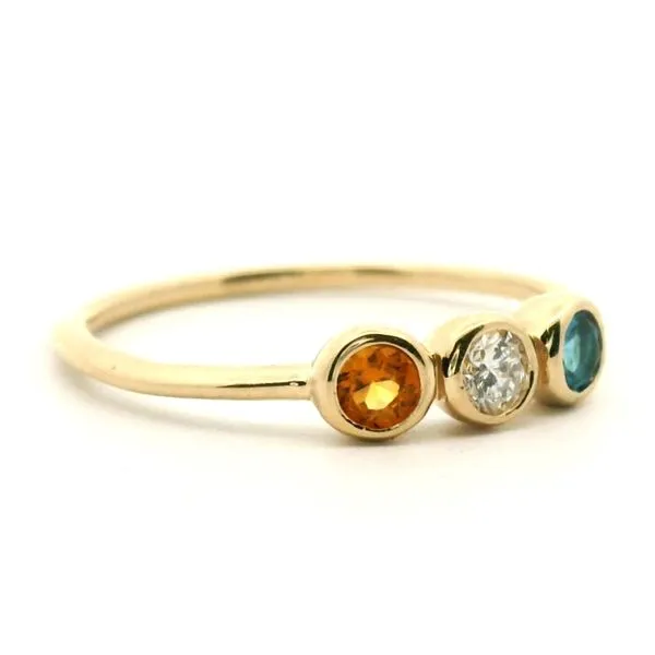 14K Yellow Gold Citrine, Diamond and Blue Topaz Ring Image 2 Jaymark Jewelers Cold Spring, NY