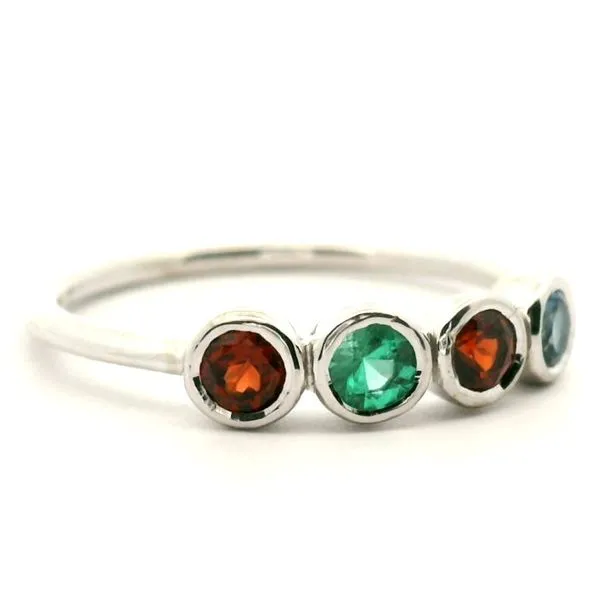 14K White Gold Emerald, Garnet and Acqua Ring Image 2 Jaymark Jewelers Cold Spring, NY