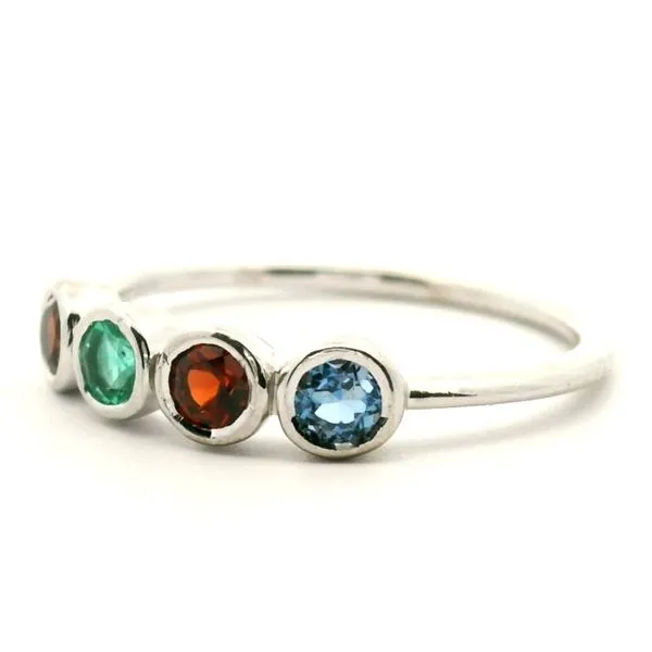 14K White Gold Emerald, Garnet and Acqua Ring Image 3 Jaymark Jewelers Cold Spring, NY