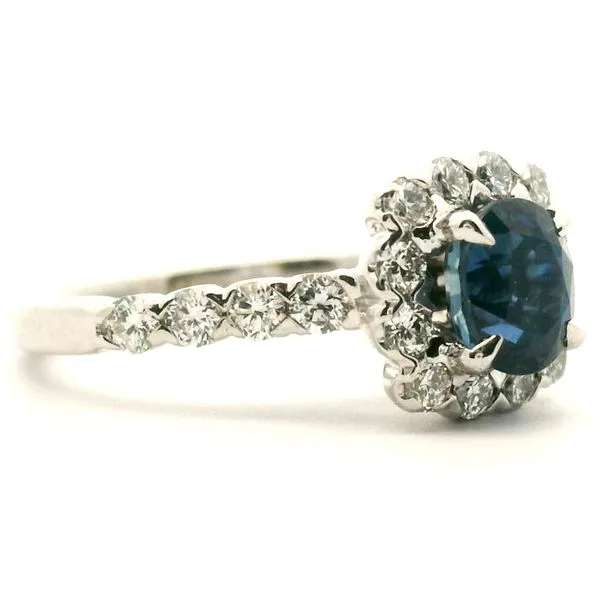 14K White Gold Sapphire and Diamond Halo Ring Image 2 Jaymark Jewelers Cold Spring, NY