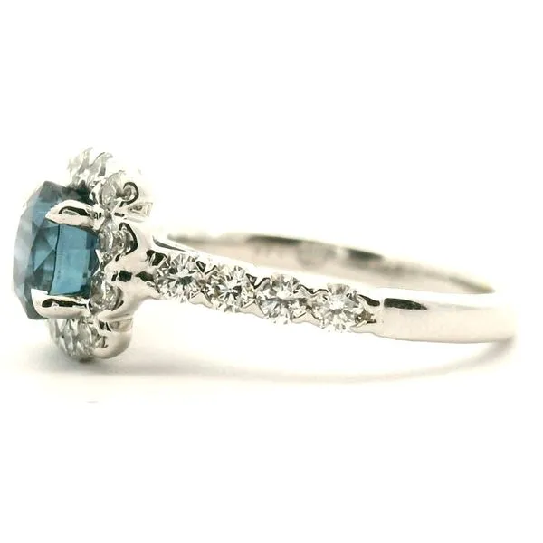 14K White Gold Sapphire and Diamond Halo Ring Image 3 Jaymark Jewelers Cold Spring, NY
