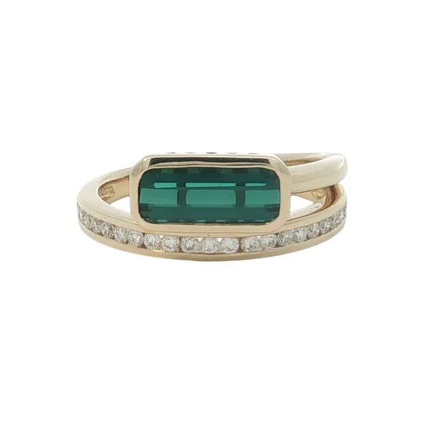 14K Yellow Gold Green Tourmaline and Diamond Ring Jaymark Jewelers Cold Spring, NY