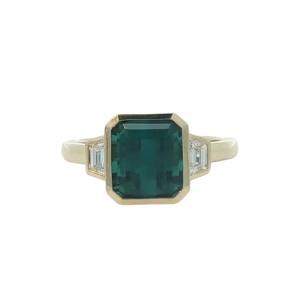 14K Yellow Gold Green Tourmaline and Diamond Ring Jaymark Jewelers Cold Spring, NY