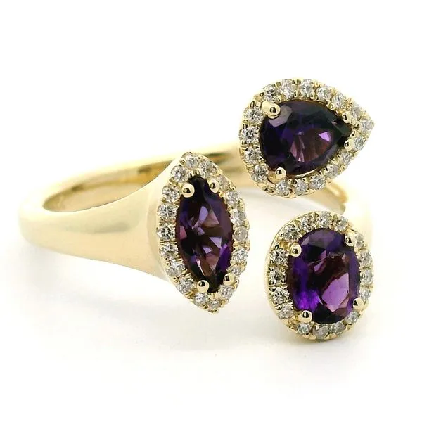 14K Yellow Gold Amethyst and Diamond Ring Image 3 Jaymark Jewelers Cold Spring, NY