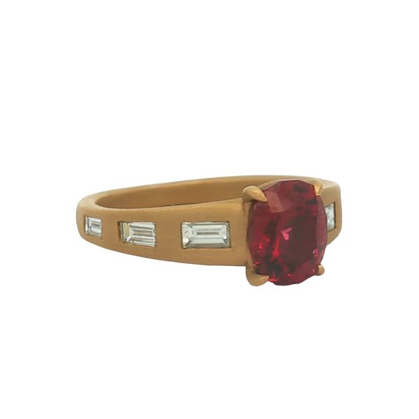 14K Yellow Gold Garnet and Diamond Ring Image 2 Jaymark Jewelers Cold Spring, NY