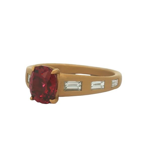 14K Yellow Gold Garnet and Diamond Ring Image 3 Jaymark Jewelers Cold Spring, NY