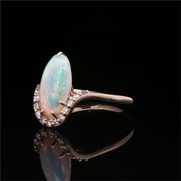 14K Yellow Gold Opal and Diamond Ring Image 2 Jaymark Jewelers Cold Spring, NY