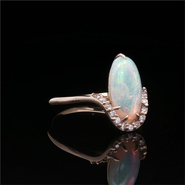14K Yellow Gold Opal and Diamond Ring Image 3 Jaymark Jewelers Cold Spring, NY