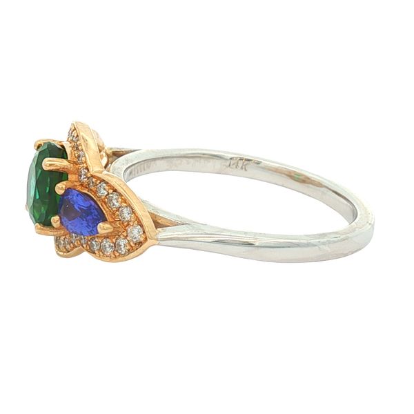 14K Two Tone Tourmaline, Tanzanite and Diamond Ring Image 3 Jaymark Jewelers Cold Spring, NY