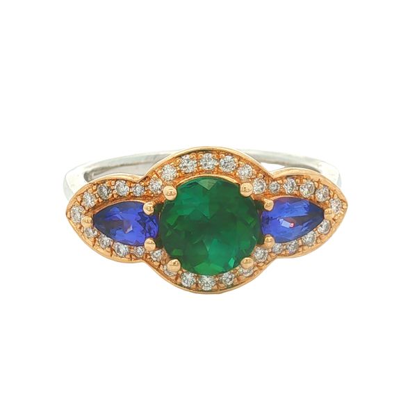 14K Two Tone Tourmaline, Tanzanite and Diamond Ring Jaymark Jewelers Cold Spring, NY