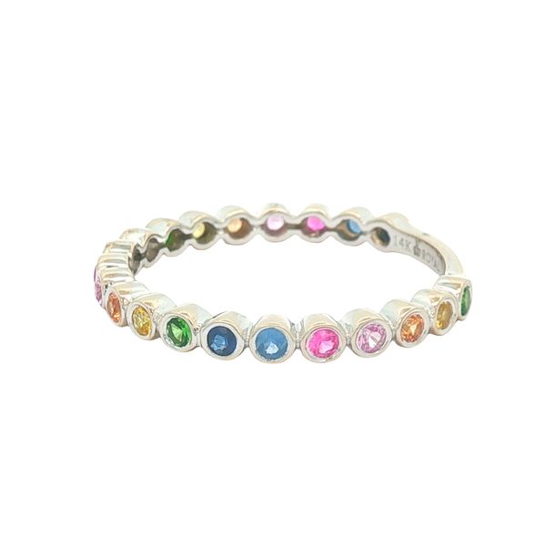 14K White Gold Multi Sapphire Band Image 3 Jaymark Jewelers Cold Spring, NY