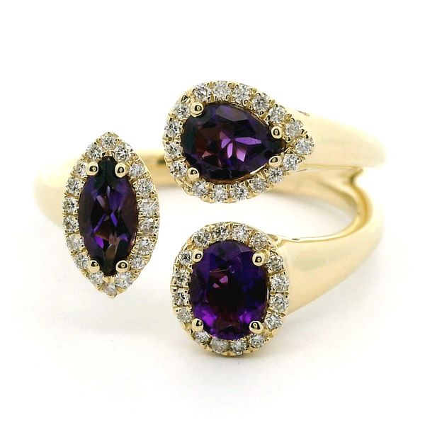 14K Yellow Gold Amethyst and Diamond Ring Jaymark Jewelers Cold Spring, NY
