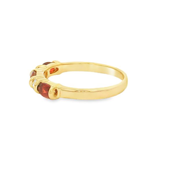 14K Yellow Gold Garnet and Diamond Band Image 2 Jaymark Jewelers Cold Spring, NY