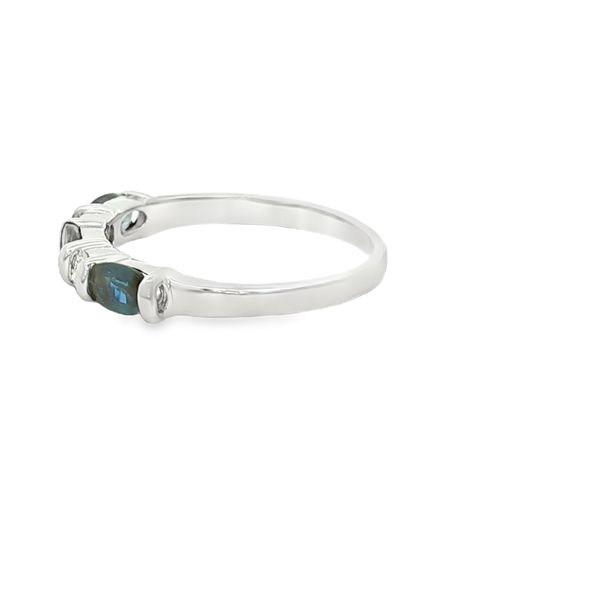 14K White Gold Sapphire and Diamond Band Image 2 Jaymark Jewelers Cold Spring, NY