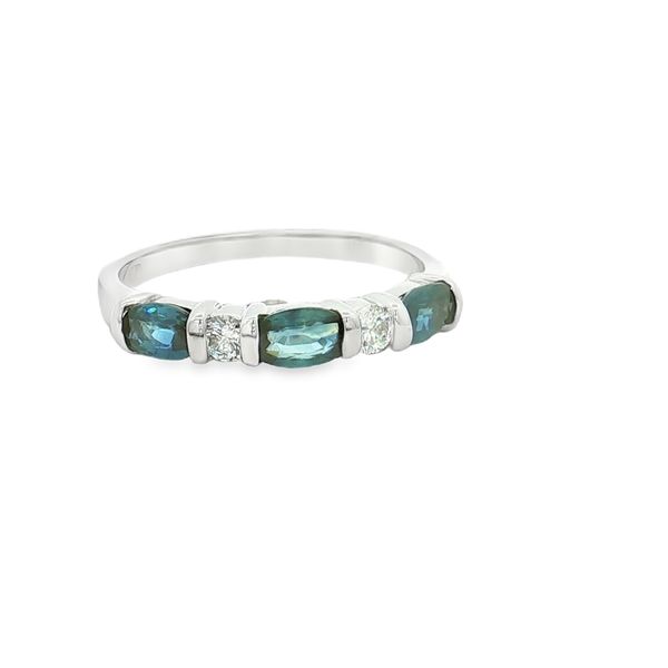 14K White Gold Sapphire and Diamond Band Jaymark Jewelers Cold Spring, NY