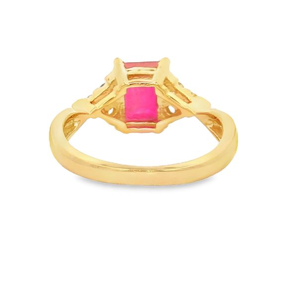 14K Yellow Gold Emerald Cut Ruby and Diamond Ring Image 3 Jaymark Jewelers Cold Spring, NY